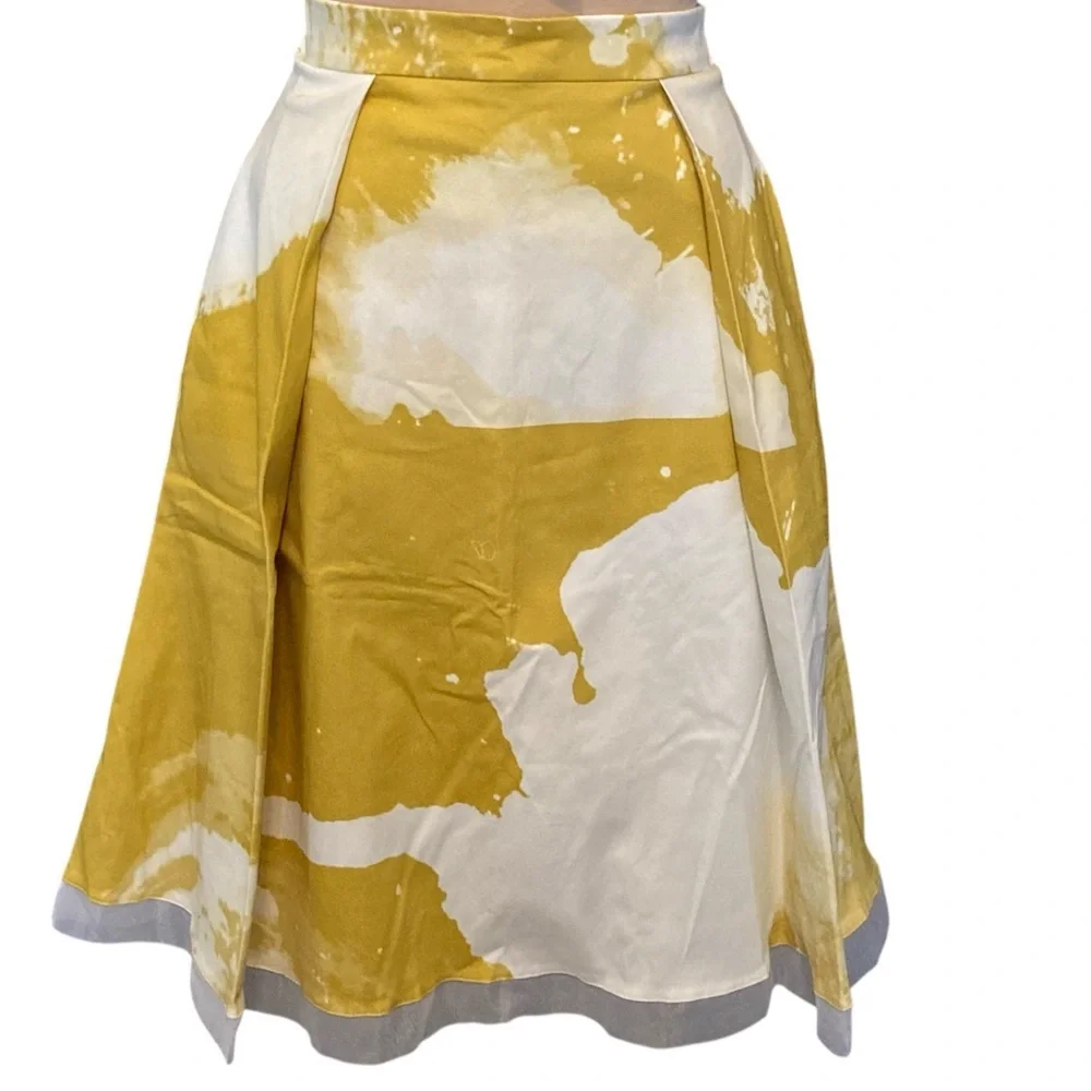 Anthropologie Ellender Painterly Skirt in Yellow & White w/Organza Trim | NWOT - Picture 12 of 14
